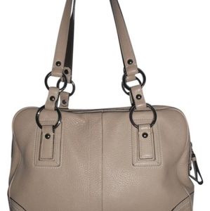 Vintage COACH Hamilton Satchel 10725 in Cream Pebbled Leather Silver Hardware